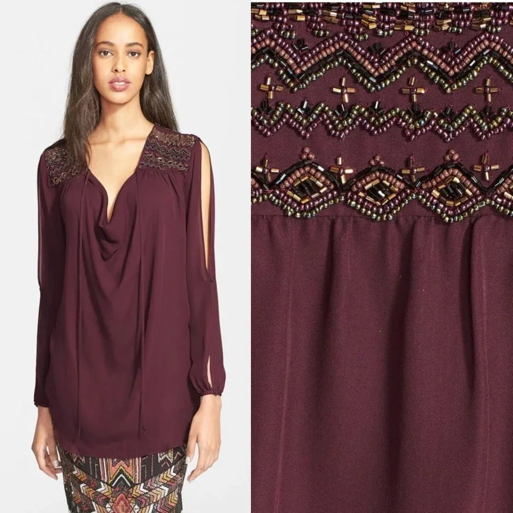 NWT Haute Hippie Beaded Silk Tunic, size small - Picture 2 of 12
